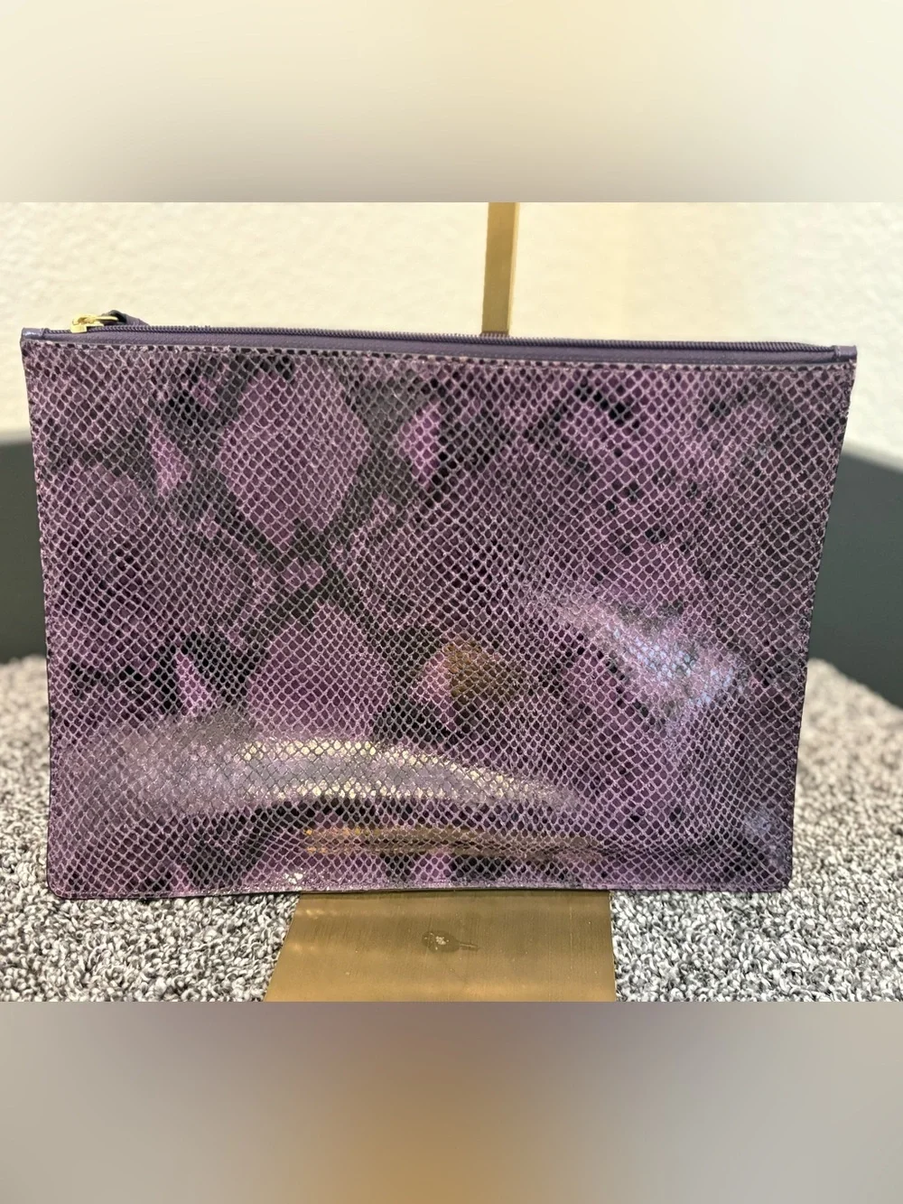 Coach Purple Leather Python Embossed Clutch Pouch